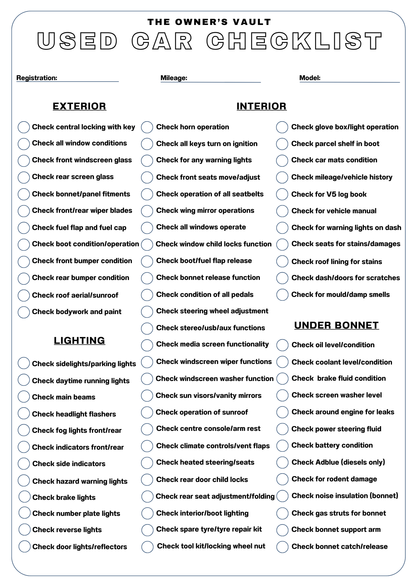Used Car Checklist