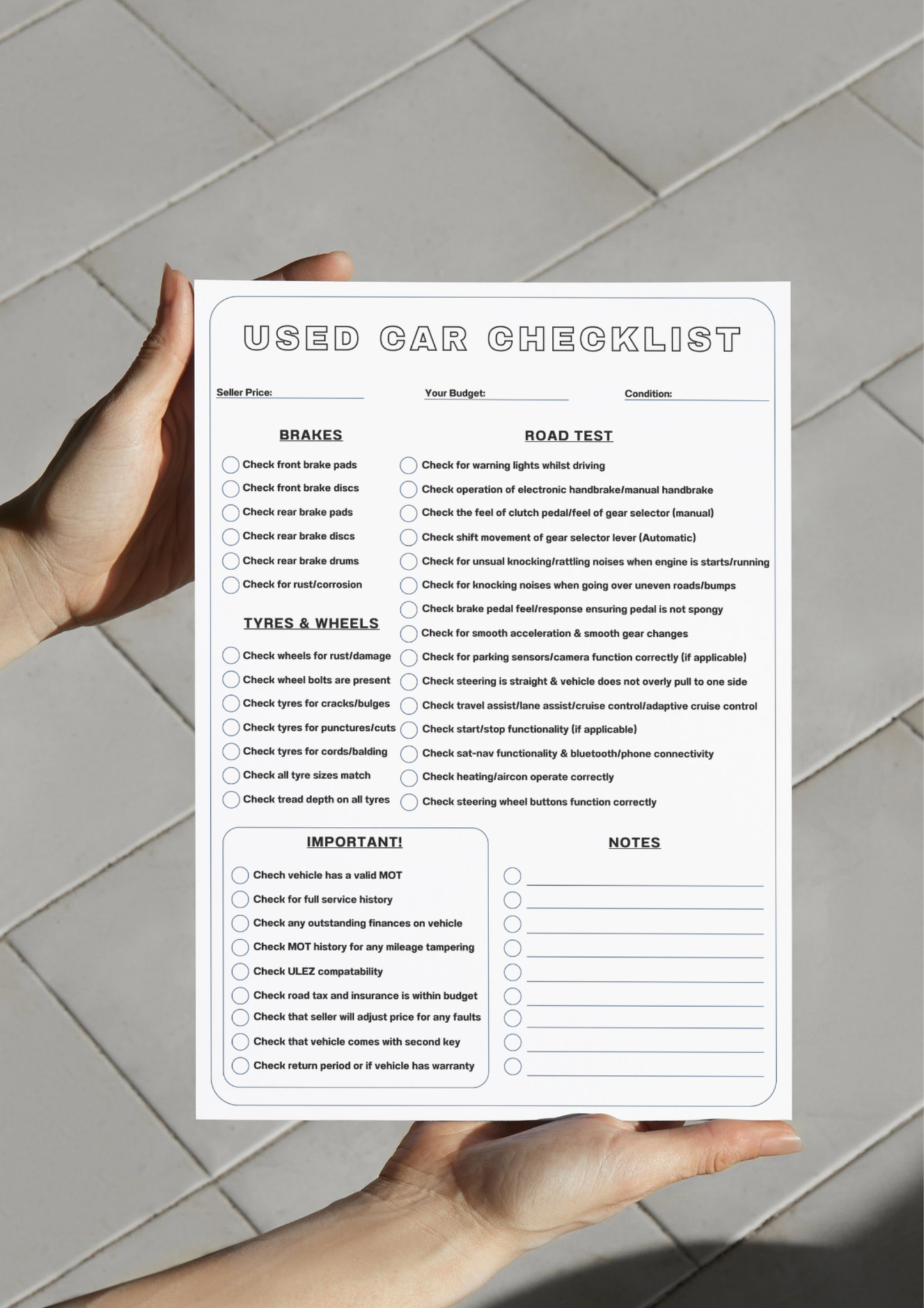 Used Car Checklist
